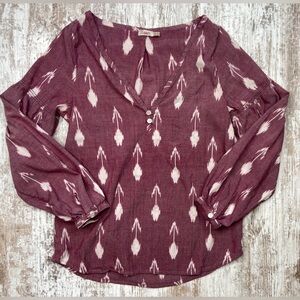 Faherty Maroon and White Blouse